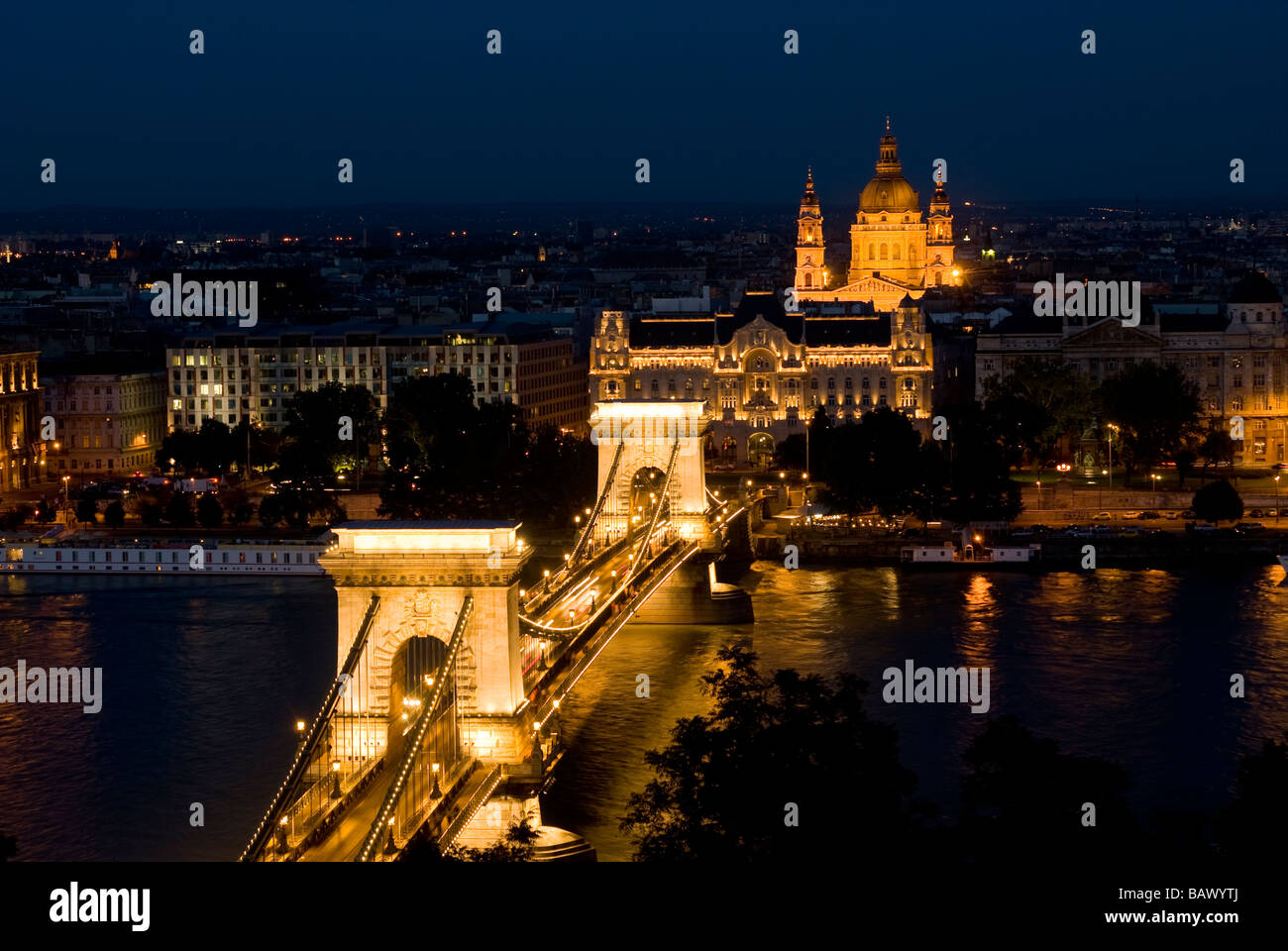 Blick auf Budapest von Castle Hill Stockfoto