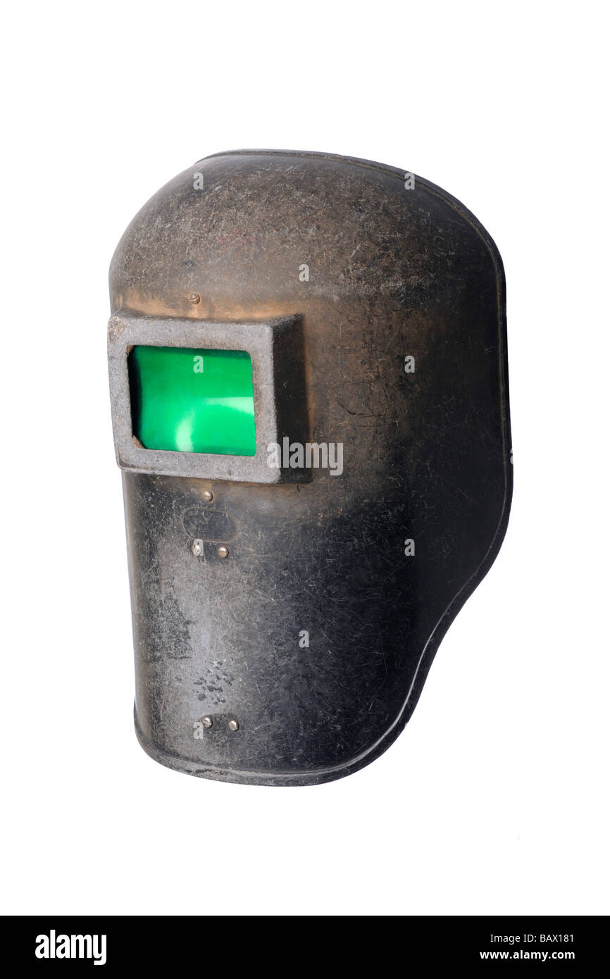 Verwendet alte Schweißen Helm Maske Stockfoto
