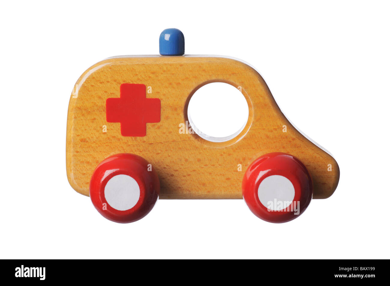 Holzspielzeug-Ambulanz Stockfoto