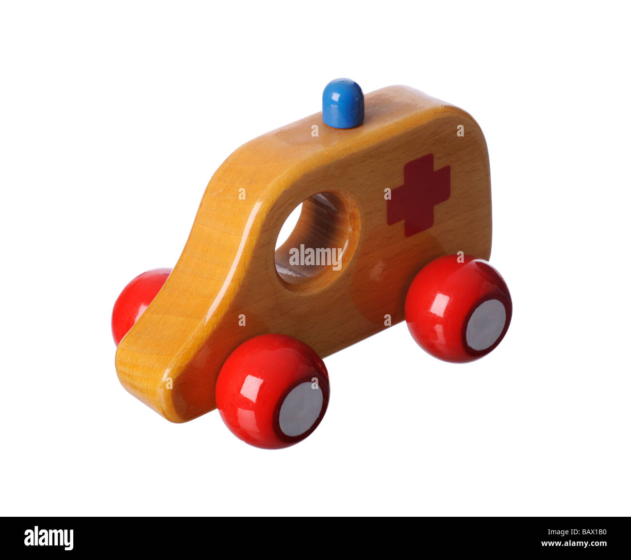 Holzspielzeug-Ambulanz Stockfoto