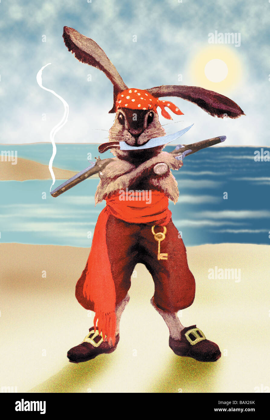 Kaninchen-Piraten Stockfoto