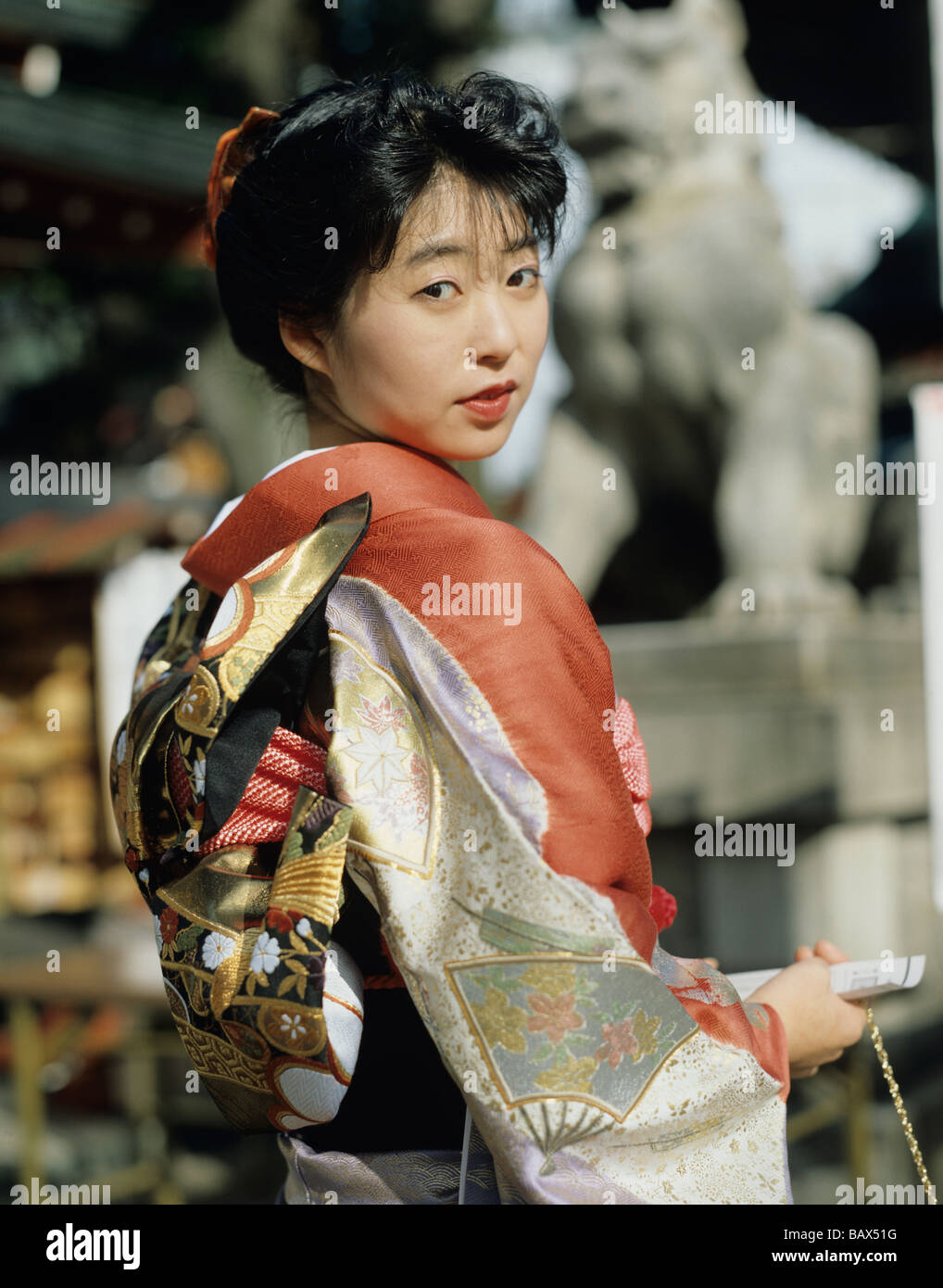 Japan-buddhistische Festival Japanerin im Kostüm von Tempel Stockfoto