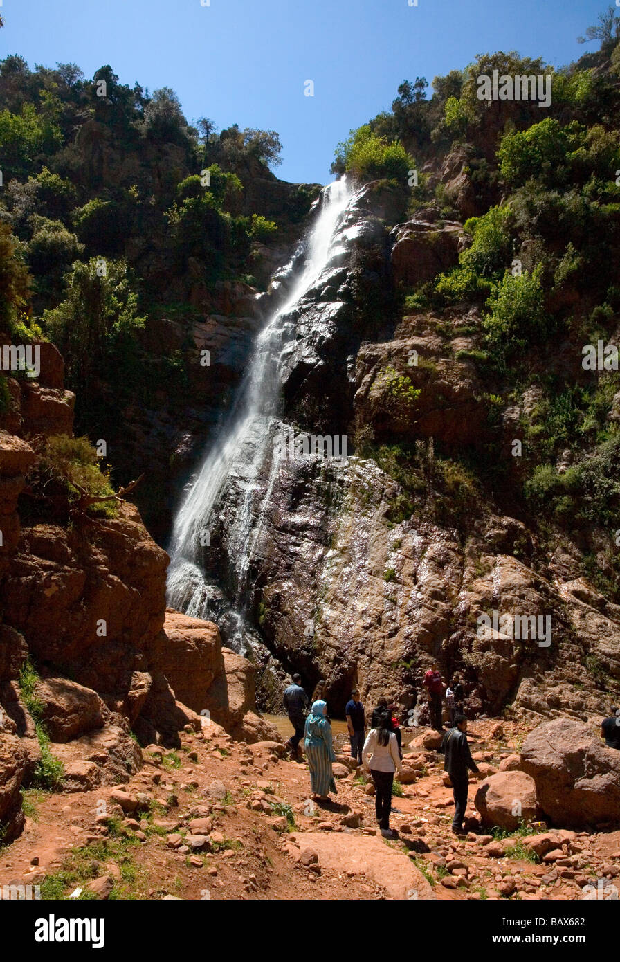 Wasserfälle im Ourika-Tal in der Nähe von Marrakesch Marokko Stockfoto