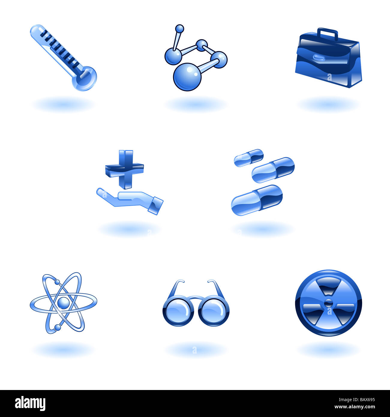 Eine Reihe von glänzenden glänzend medizinische icons Stockfoto