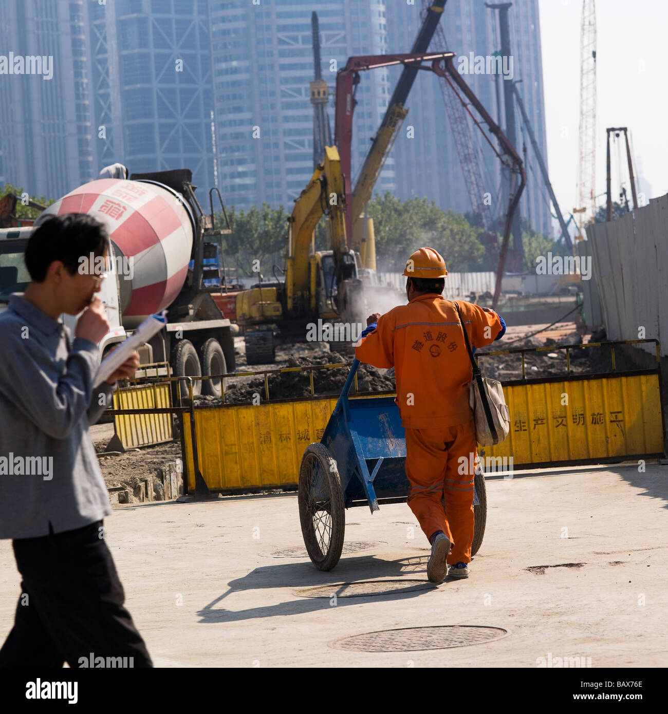 Bauarbeiter in Shanghai China Stockfoto