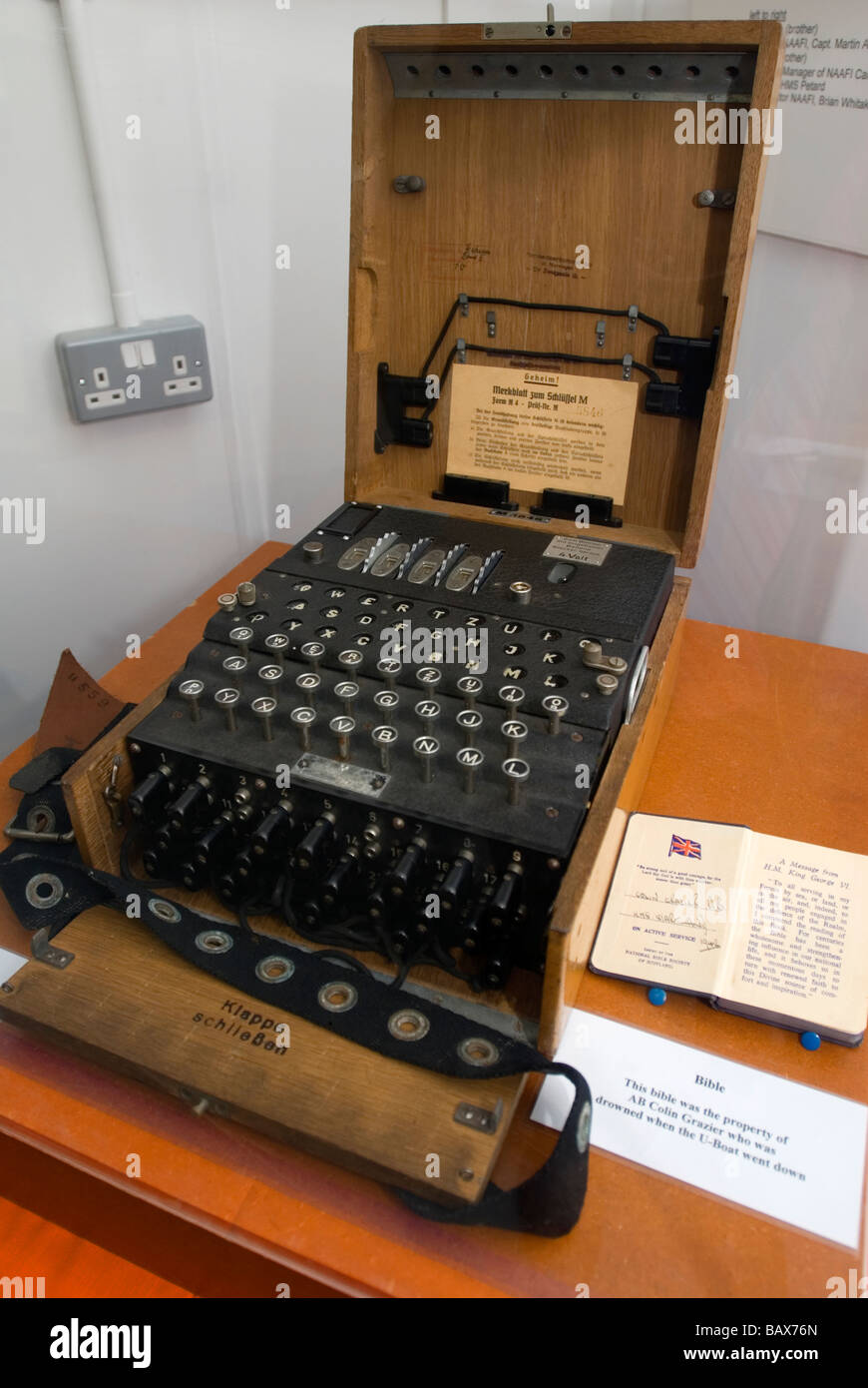 Enigma-Maschine in Bletchley Park Museum Großbritannien Stockfoto