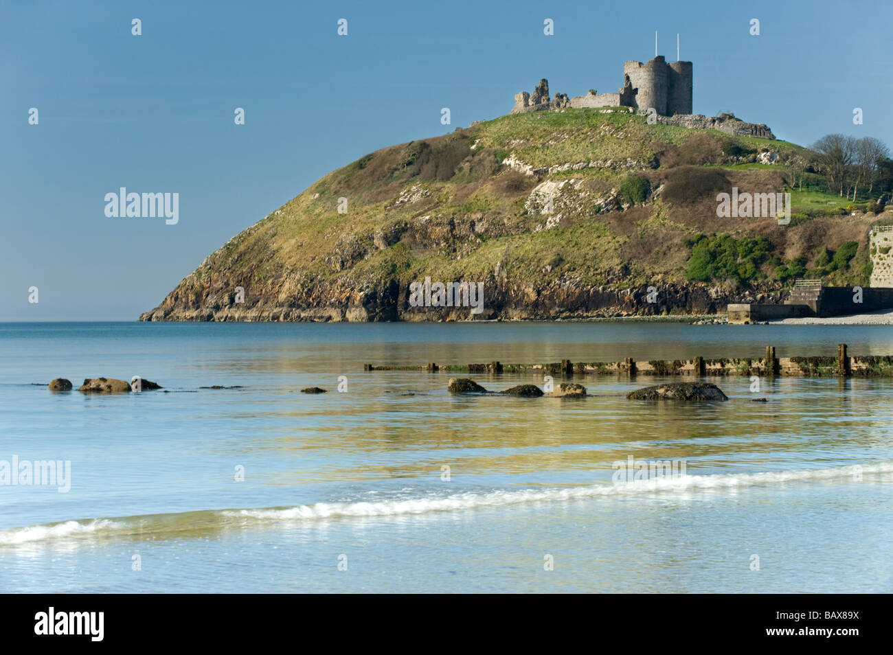Criccieth Schloss und Dorf, Criccieth, Gwynedd, Nordwales, UK Stockfoto