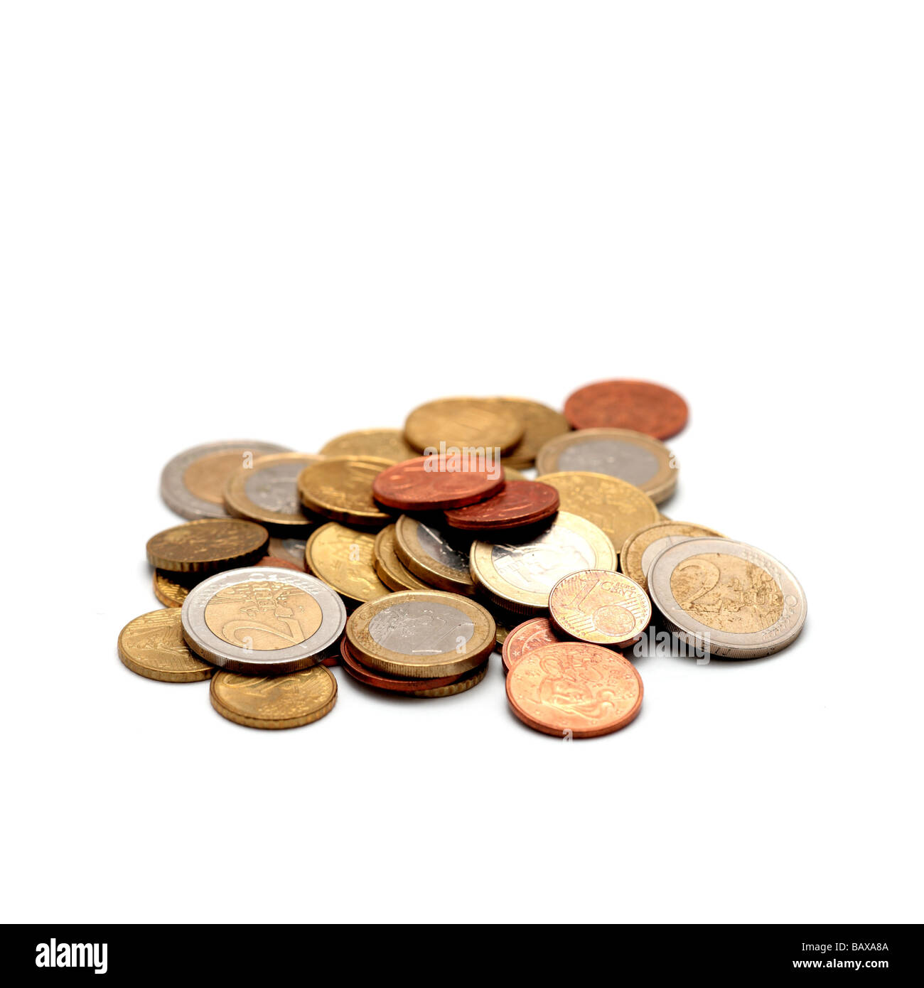 Haufen von Euro-Münzen Stockfoto