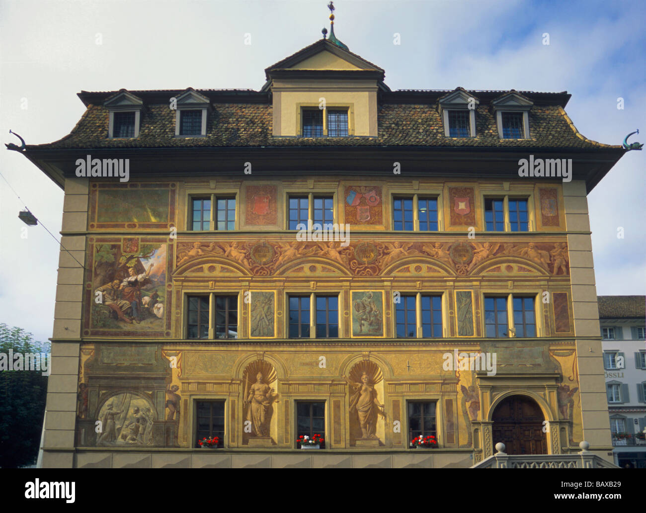 Rathaus Wandmalereien in Schwyz Schweiz Stockfoto