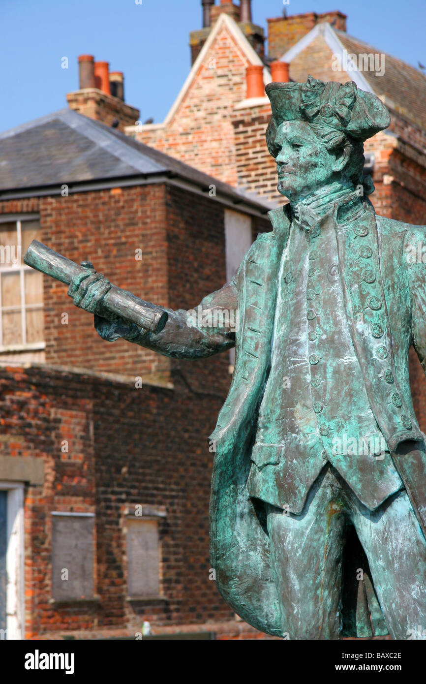 Statue von Kapitän George Vancouver in Kings Lynn, Norfolk, England, UK Stockfoto