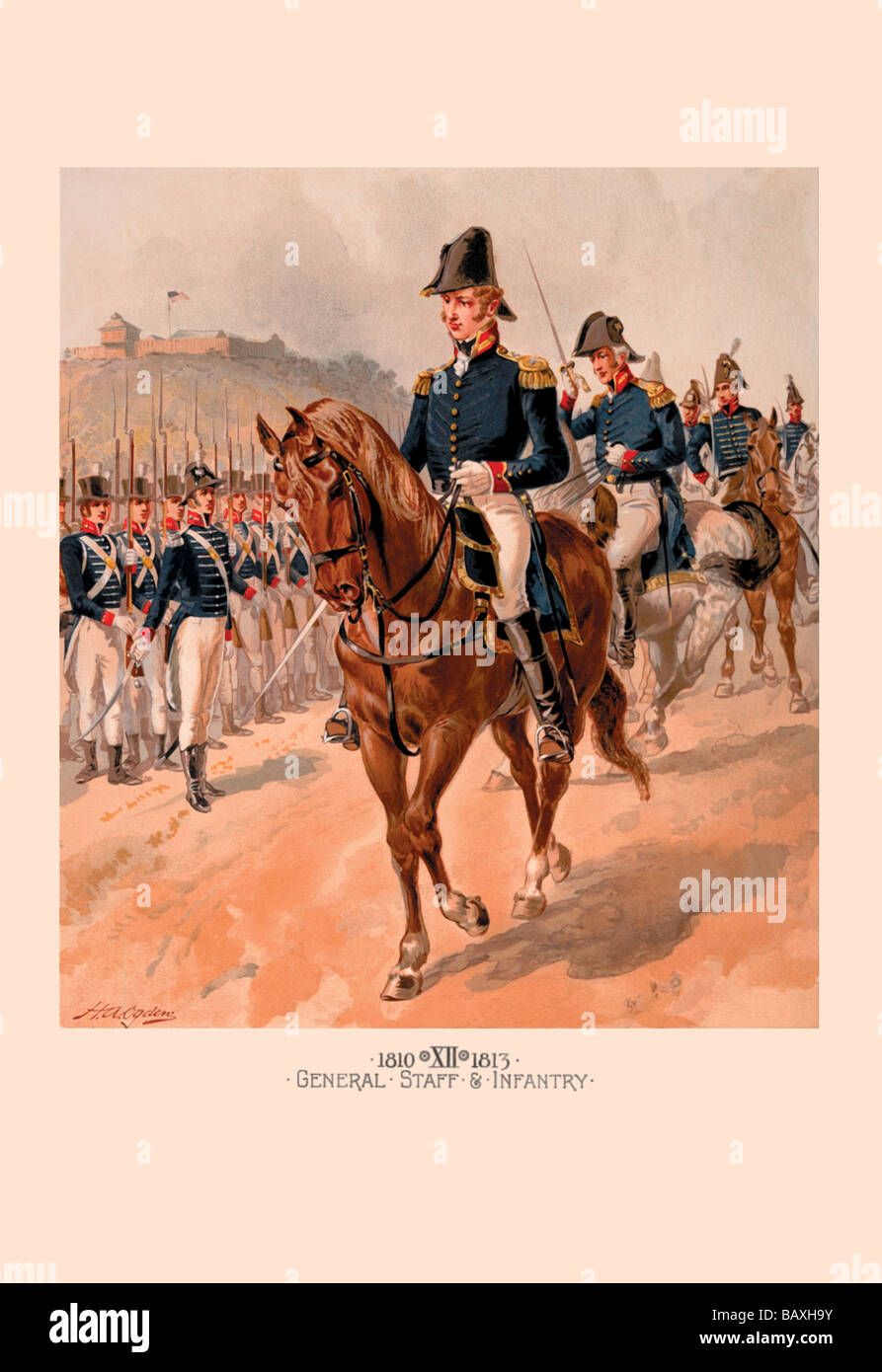 Generalstab und Infanterie Stockfoto