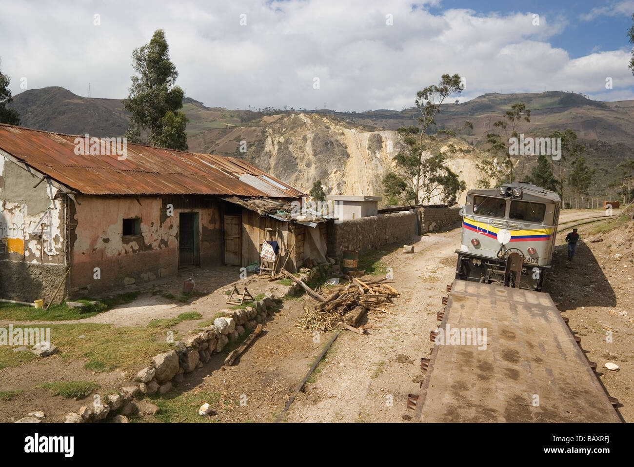 Zug nach Riobamba & für die Nariz del Diablo Switchback Tourist Fahrt in der Nähe von Alausi, Provinz Chimborazo Hochland Ecuadors Stockfoto