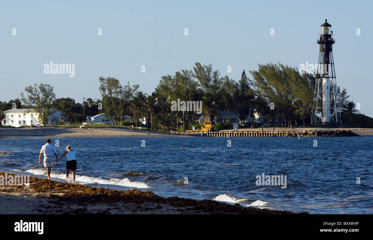 Hillsboro Inlet Leuchtturm - Hillsboro Beach, Florida Stockfoto