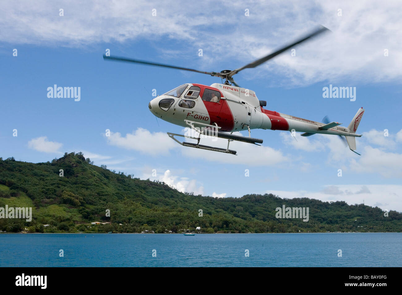 Polynesien Hubschrauber Helikopter Sightseeing, Bora Bora, Gesellschaftsinseln, Französisch-Polynesien Stockfoto