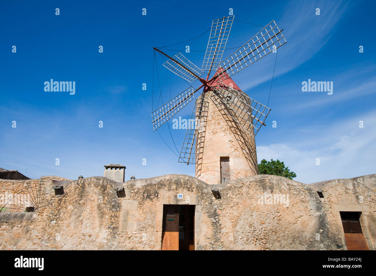 Windmühle, Algaida, Mallorca, Balearen, Spanien Stockfoto