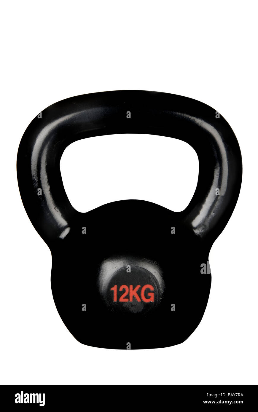 Eine isolierte schwarz Wasserkocher Glocke auf einem weißen Hintergrund zeigt ein einzigartiges Stück schwere Sportgeräte Stockfoto