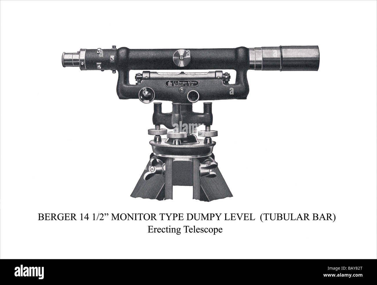 Berger 14 1/2' Typ Dumpy Monitorebene (röhrenförmige Bar) Stockfoto