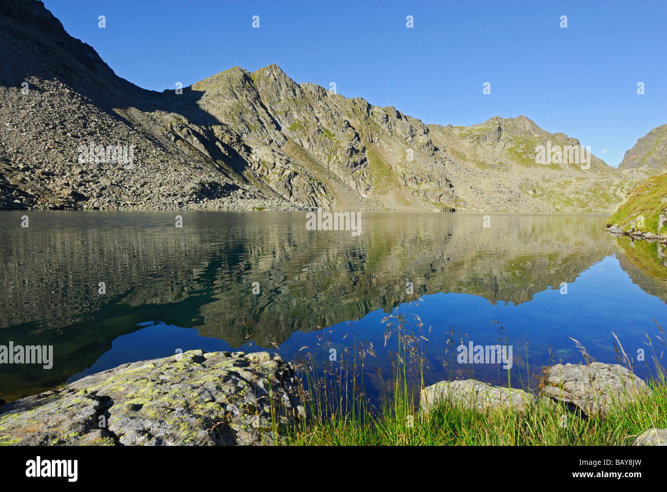 See Wangenitzsee, Schobergruppe Palette, Palette der hohen Tauern, Nationalpark Hohe Tauern, Kärnten, Österreich Stockfoto