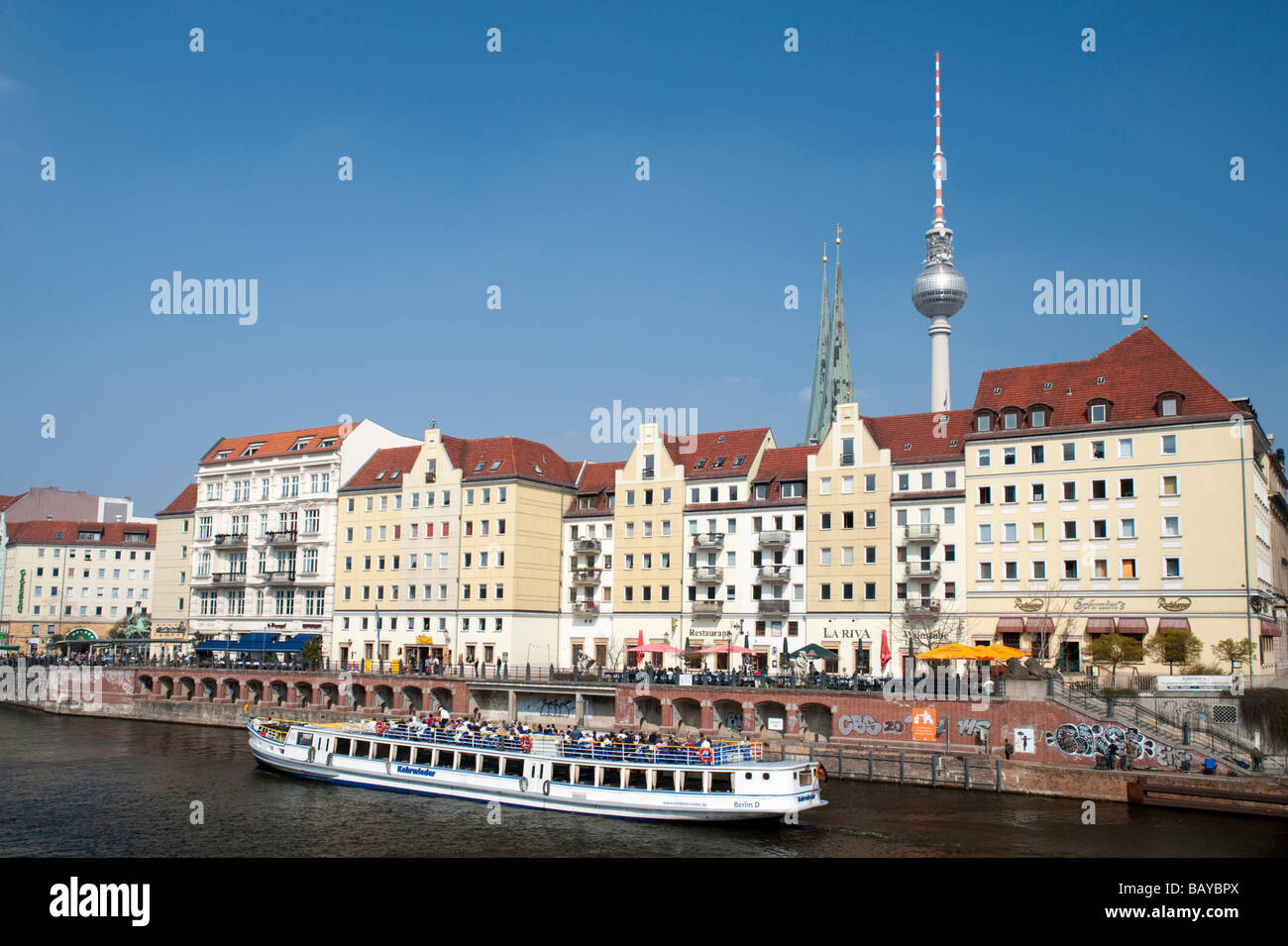 Nikolaiviertel historischen Viertel von Berlin Spree-Ufer Stockfoto