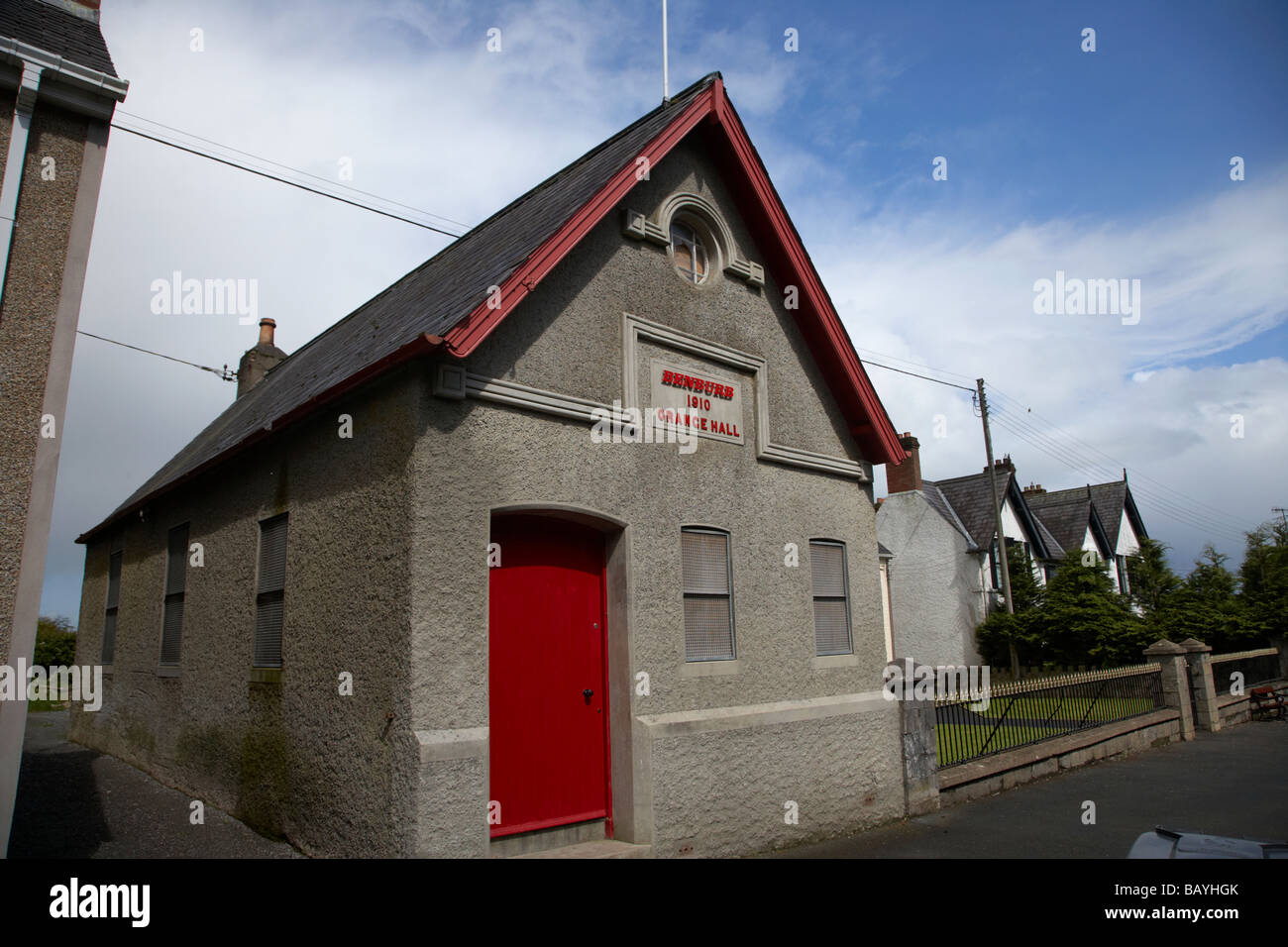 kleine orange Halle Besitz der orange Order protestantische religiöse Gruppe in Benbub Grafschaft Tyrone Nordirland Stockfoto