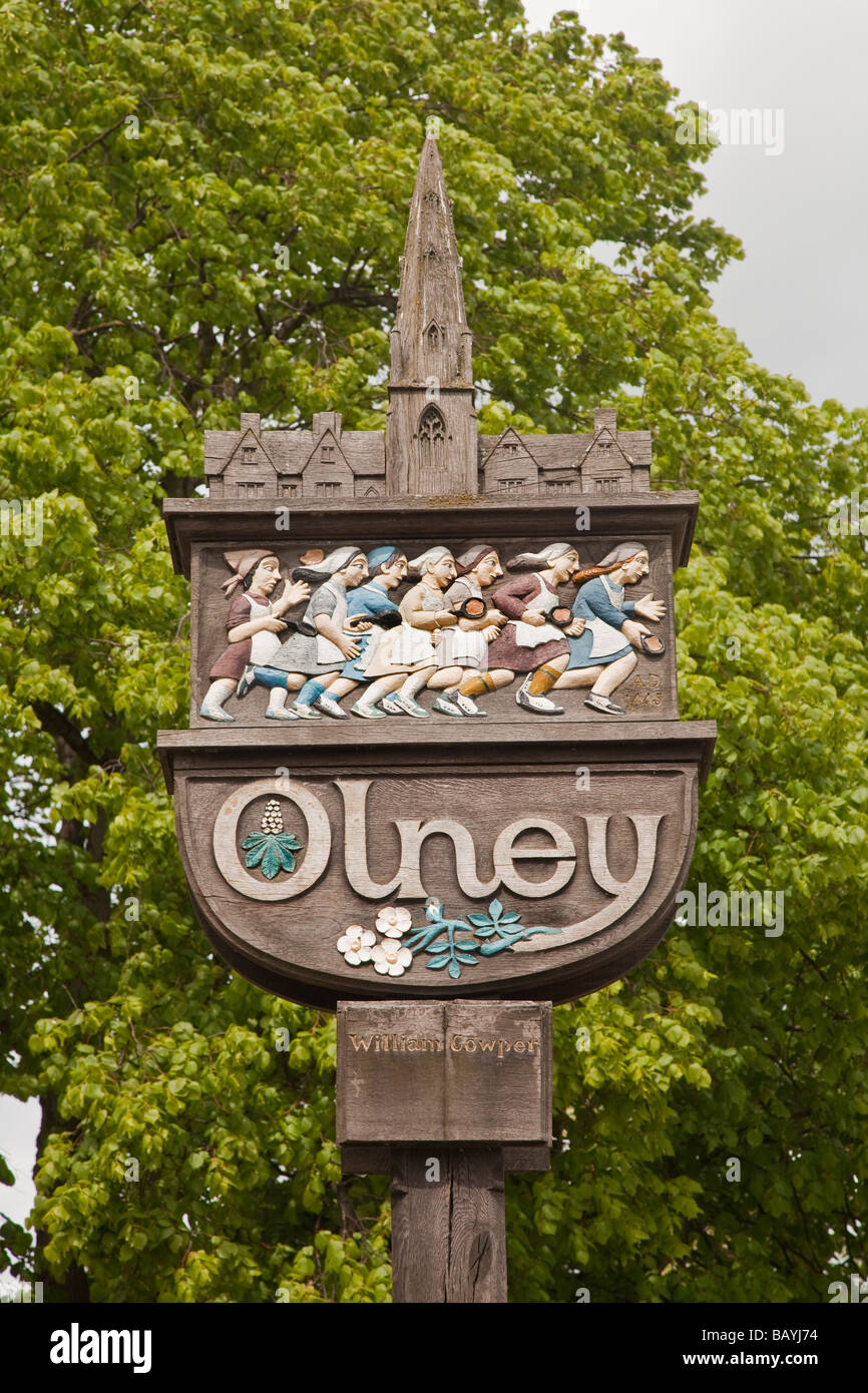 Olney Stadt Holzschild Stockfoto