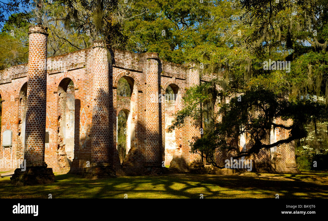 Alte Sheldon Kirchenruine Beaufort County, South Carolina USA Stockfoto