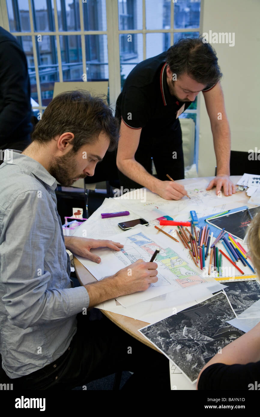 Eintägiger Workshop mit Schulkindern & Architekten arbeiten gemeinsam an neuen Schule Designs, Royal Institute of British Architecture Stockfoto