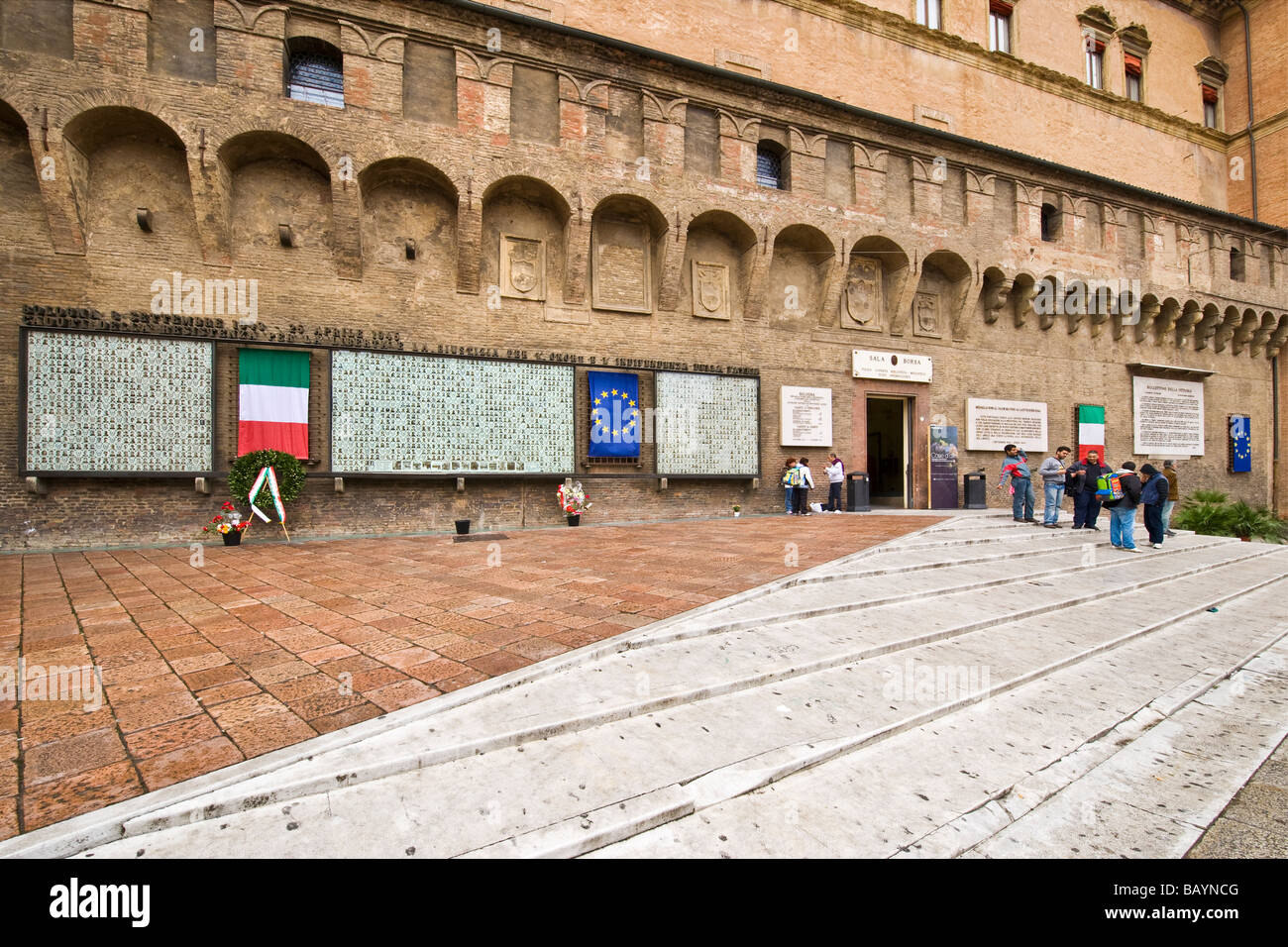 Palazzo d Accursio in Piazza Maggiore Bologna Italien Stockfoto