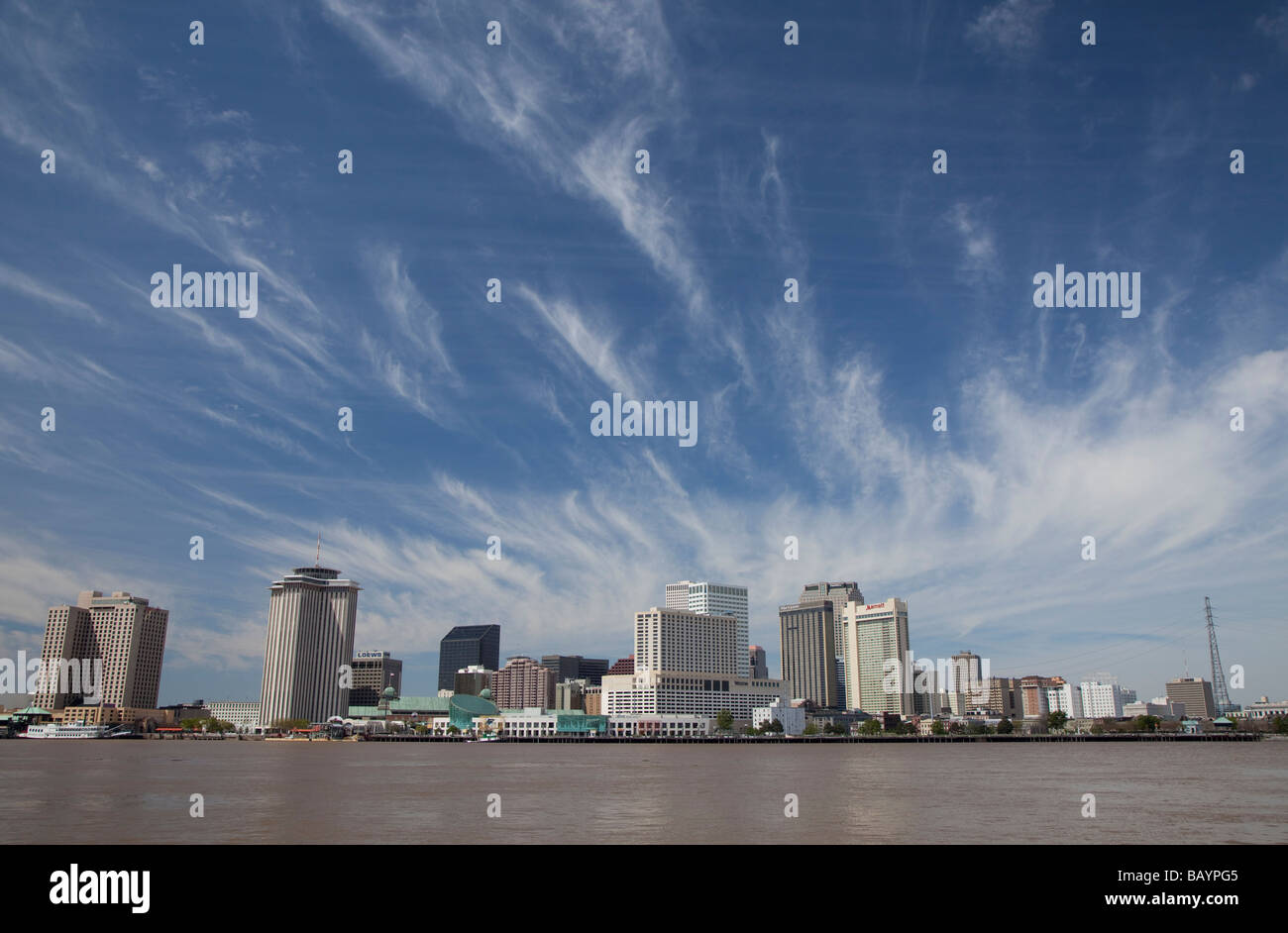 Skyline von New Orleans Louisiana New Orleans und dem Mississippi River Stockfoto