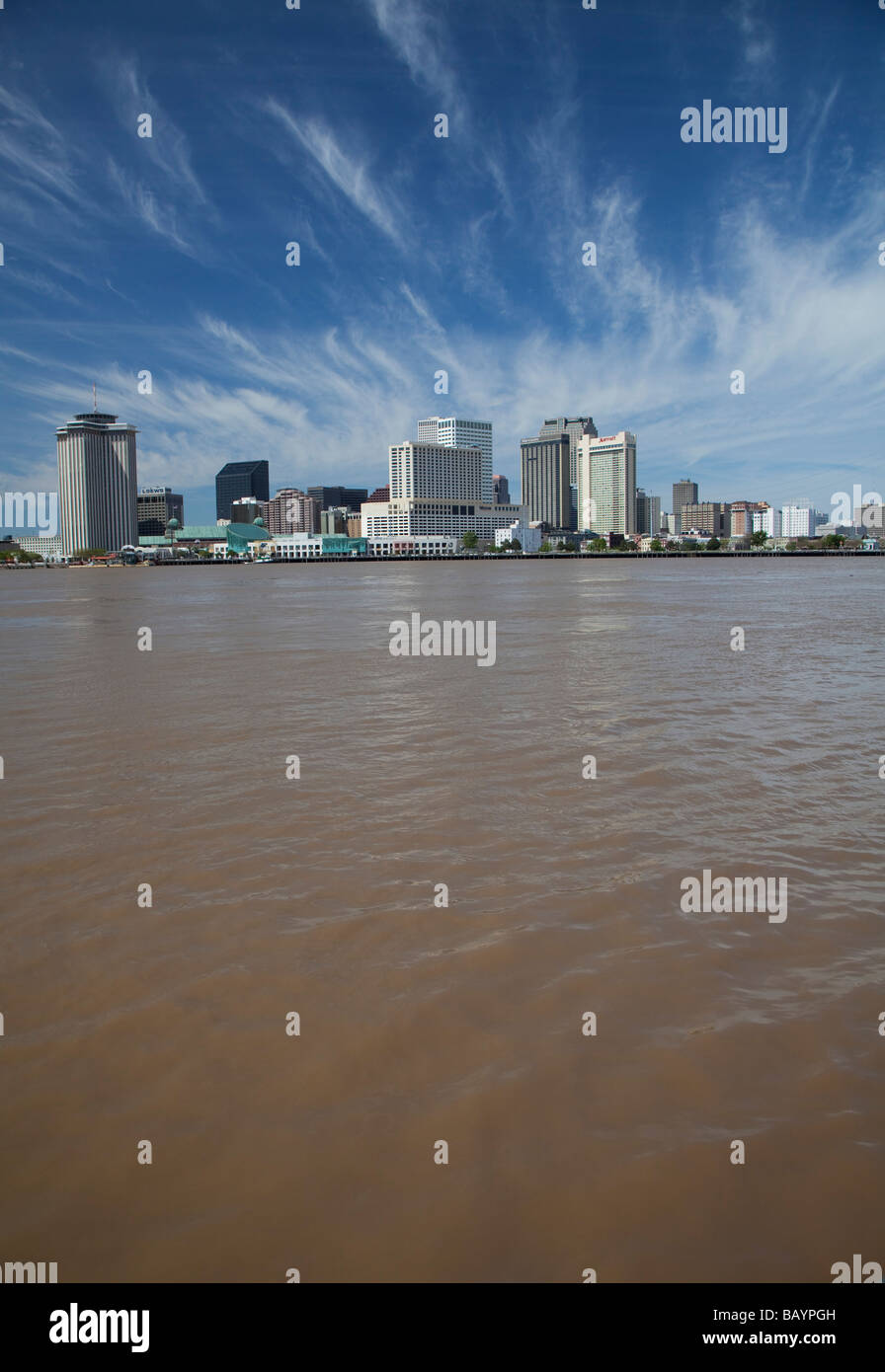 Skyline von New Orleans Louisiana New Orleans und dem Mississippi River Stockfoto