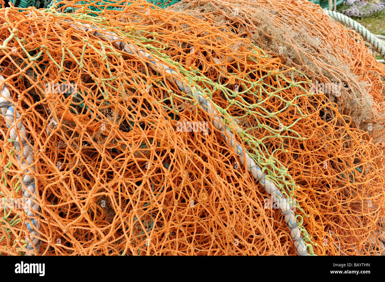 Fischernetze an der Hastings Strand, East Sussex, Großbritannien Stockfoto