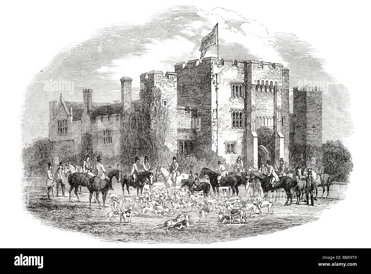 Das Treffen Jagd im Hever castle Stockfoto