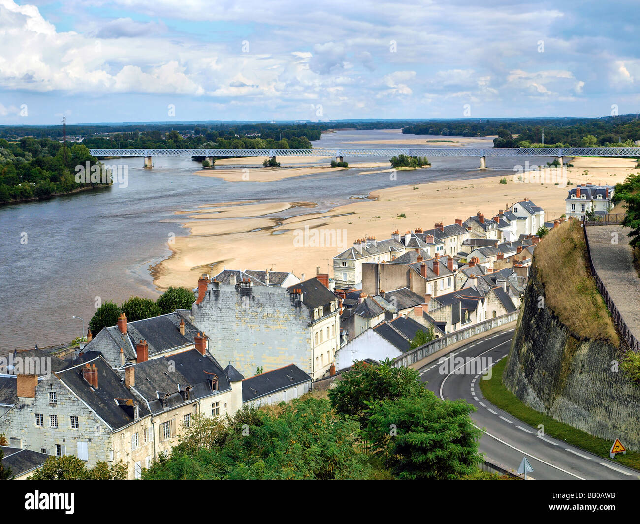 Der Fluss Loire aus Saumur, Loire, Frankreich. Stockfoto