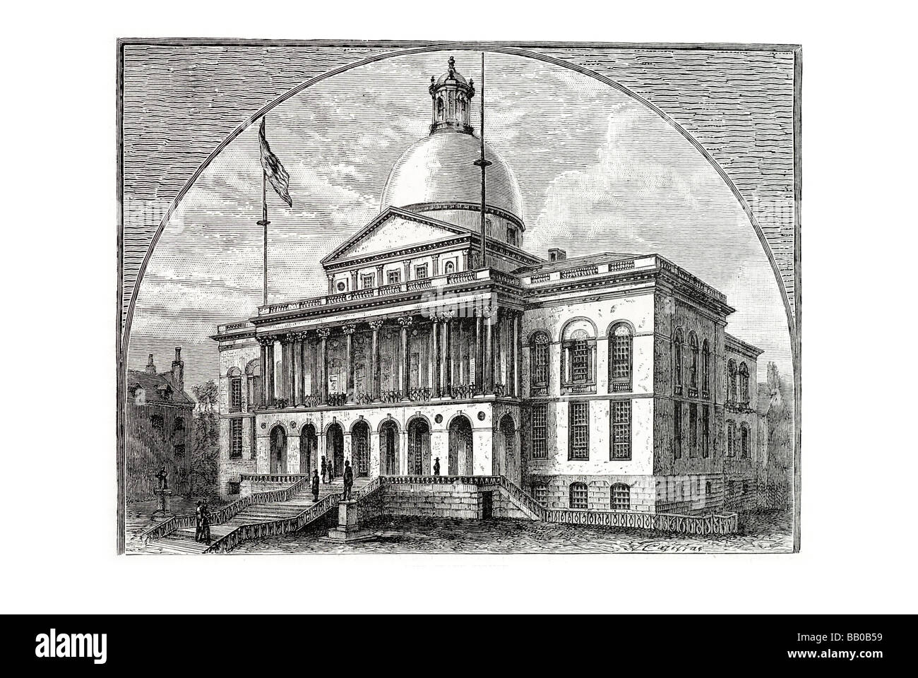 Massachusetts State House Boston Statehouse Regierung Commonwealth Beacon Hill Gericht Gesetzgeber Charles Bulfinch 1890 Stockfoto