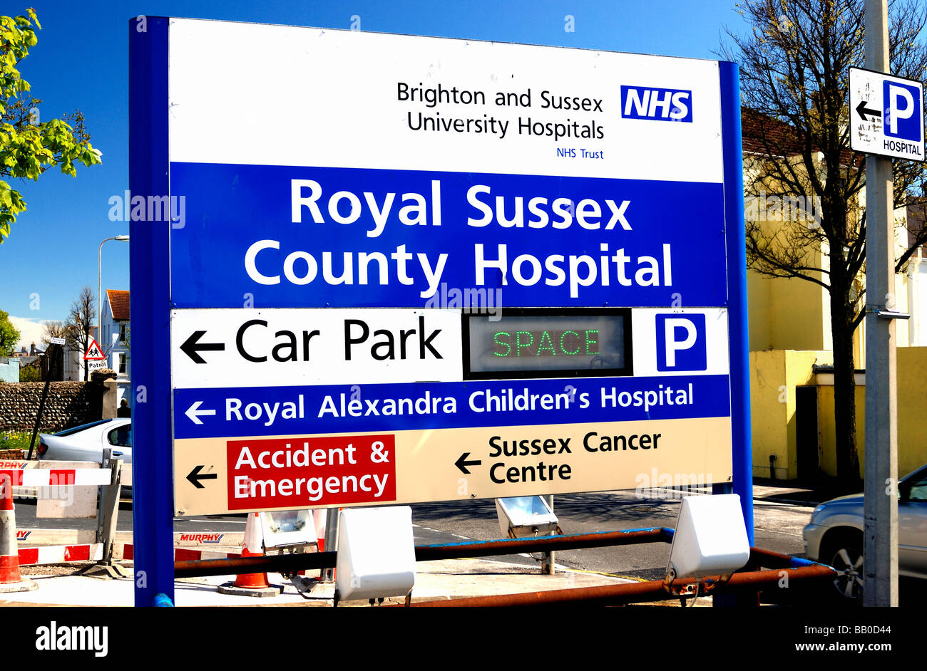 Royal Sussex County Hospital Zeichen Stockfoto