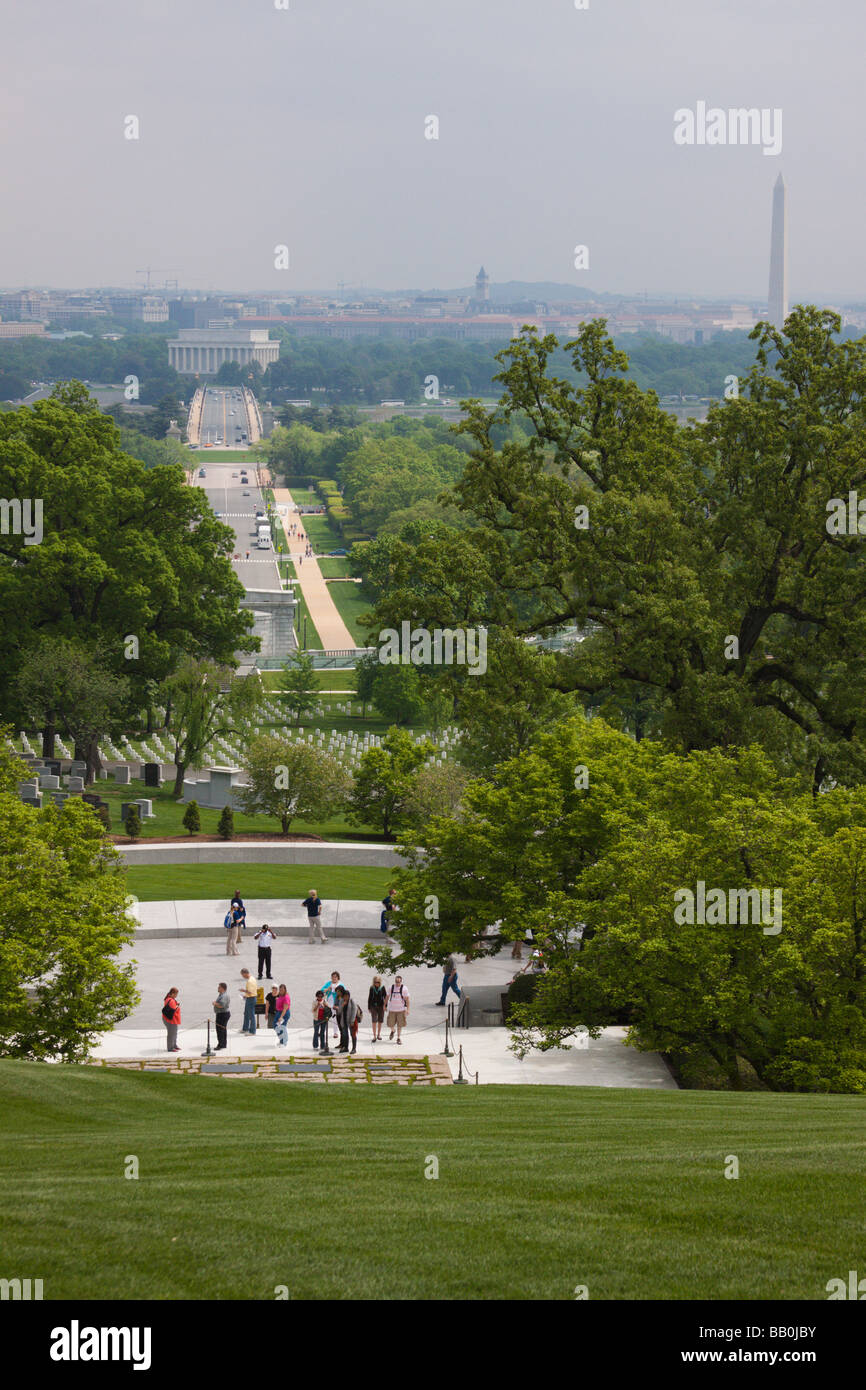 Arlington Staatsangehörig-Kirchhof, Kennedy Memorial und Washington DC Stockfoto