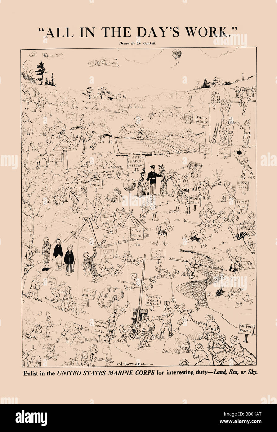 "Alle in der Arbeit des Tages' Gewinnen im United States Marine Corps Stockfoto
