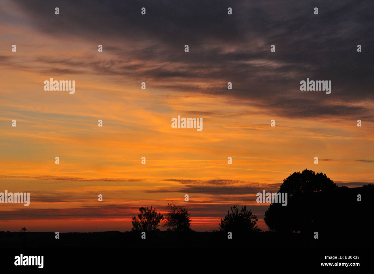 Herbst Sonnenuntergang im Loire-Tal, Frankreich. Stockfoto