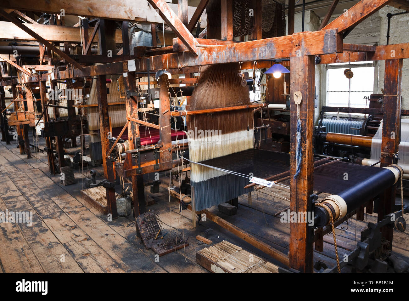 Erhaltene Jacquard Seide Webstühle in Paradies Mühle, Macclesfield Stockfoto