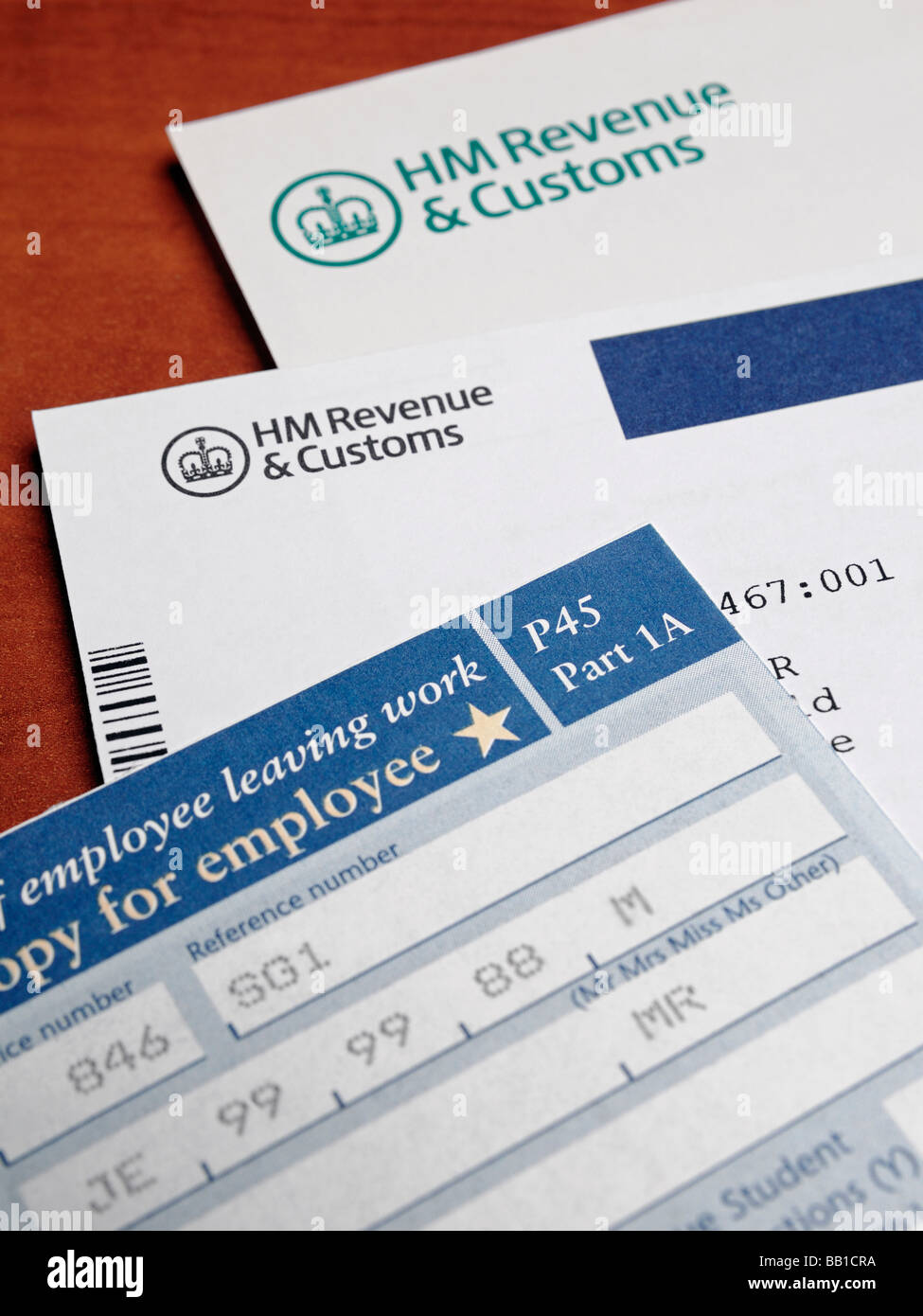 Steuer-Papiere und Formulare vom HM Revenue Zoll Stockfoto