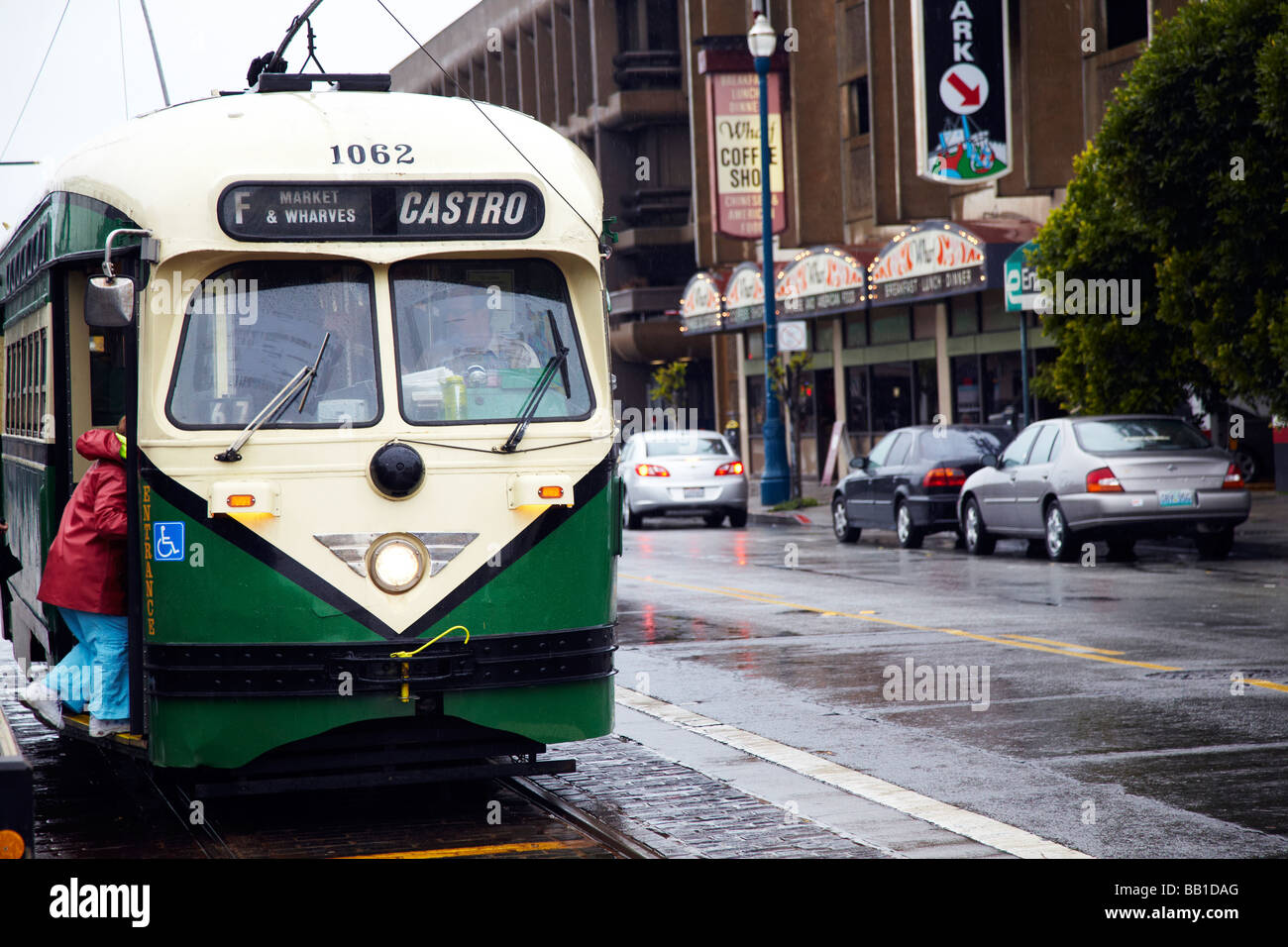 grünen Straßenbahn, San Francisco Stockfoto