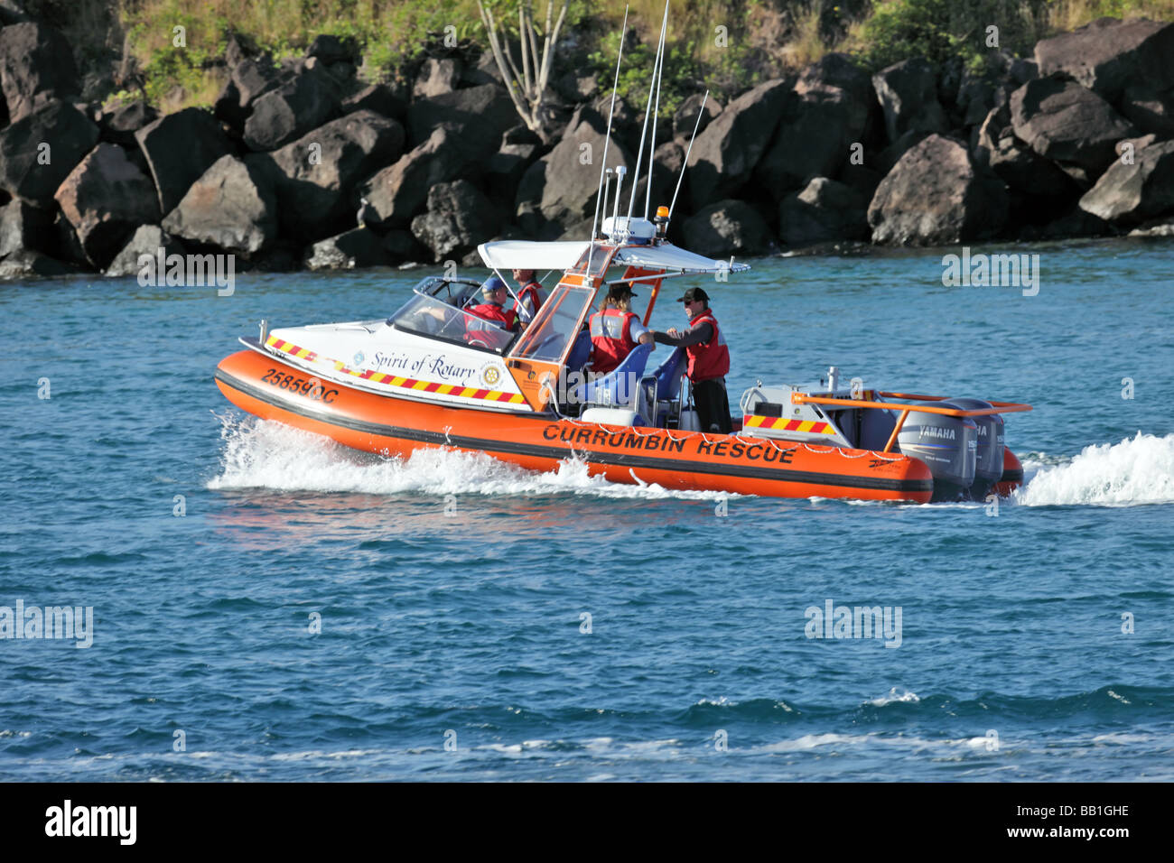 Notfallrettung Schiff ausgehen zum Meer Stockfoto