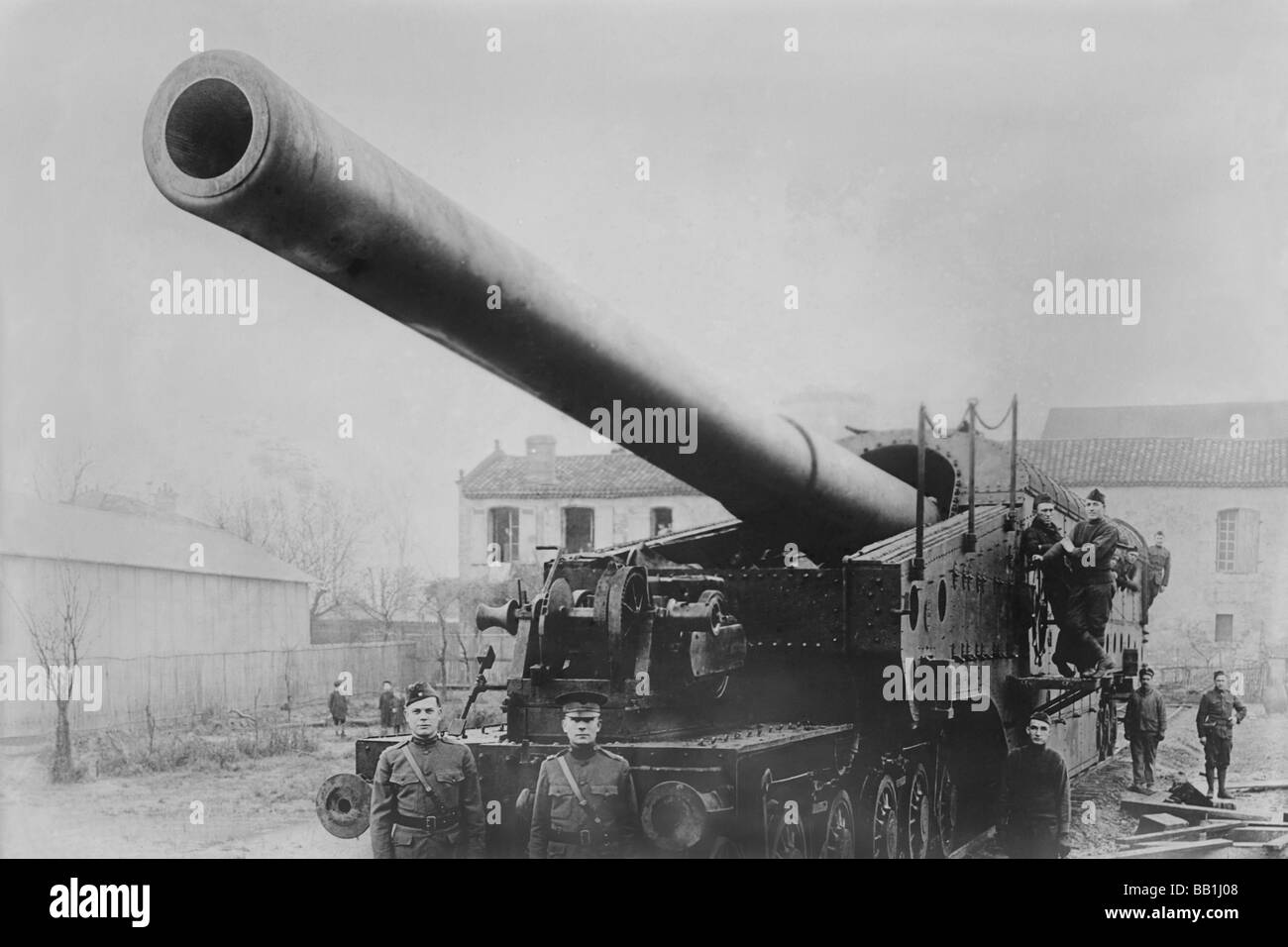 WWI Eisenbahn-Artillerie Stockfoto