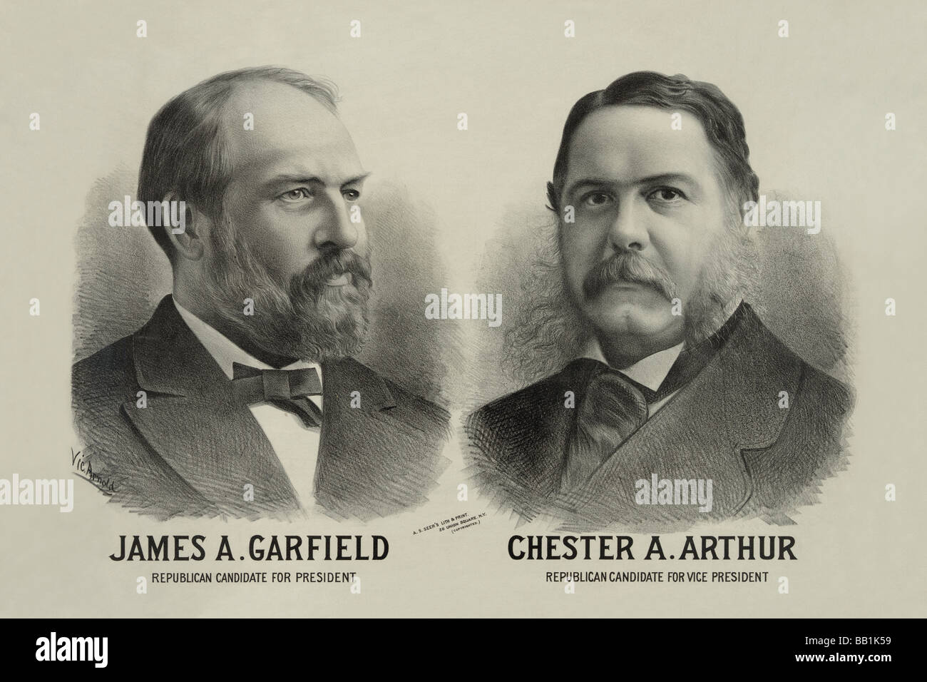 James A. Garfield republikanischer Kandidat für das Präsidentenamt - Chester A. Arthur Republican Anwärter für Vizepräsident Stockfoto
