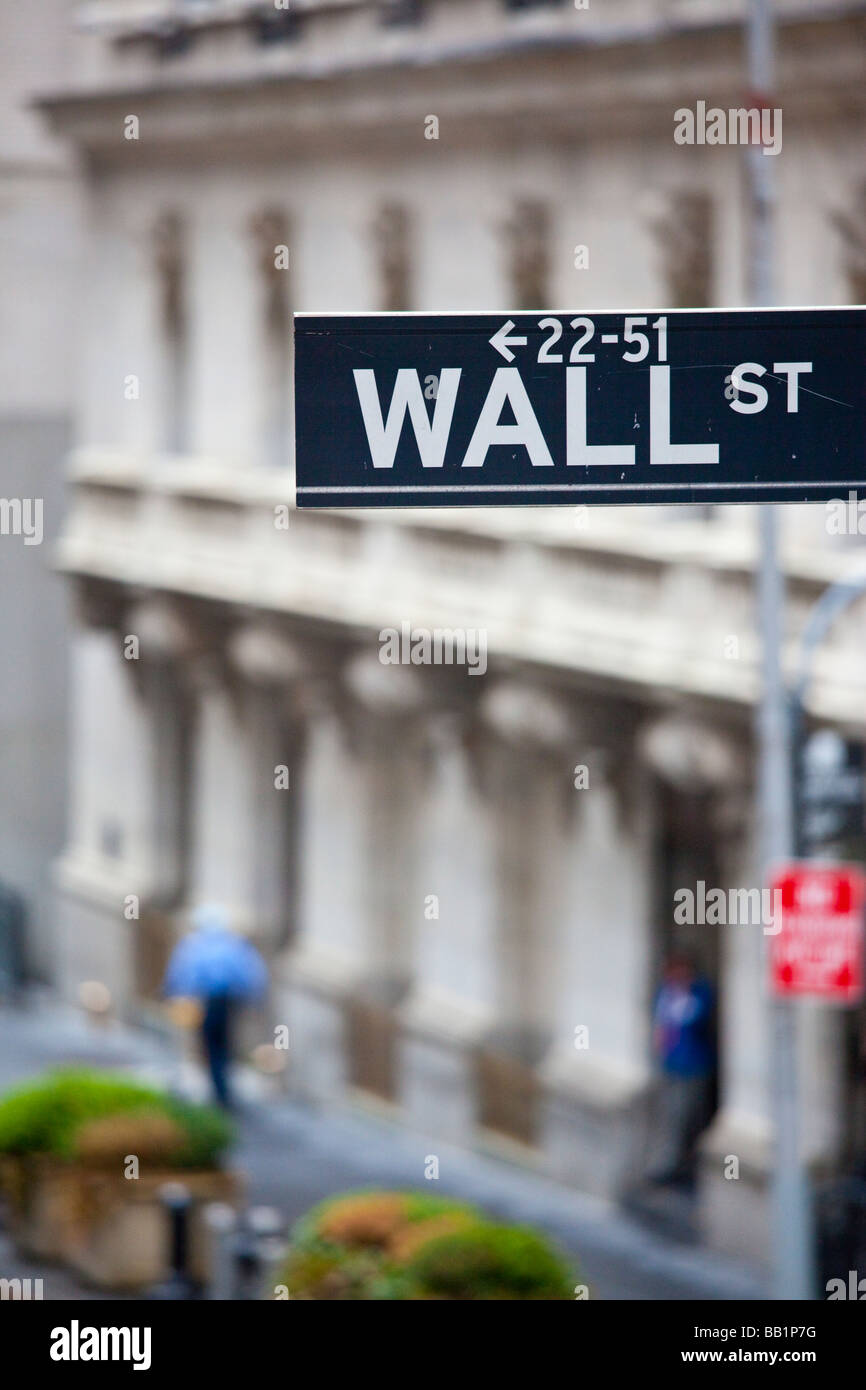 Zeichen der Wall Street in Manhattan in New York City Stockfoto