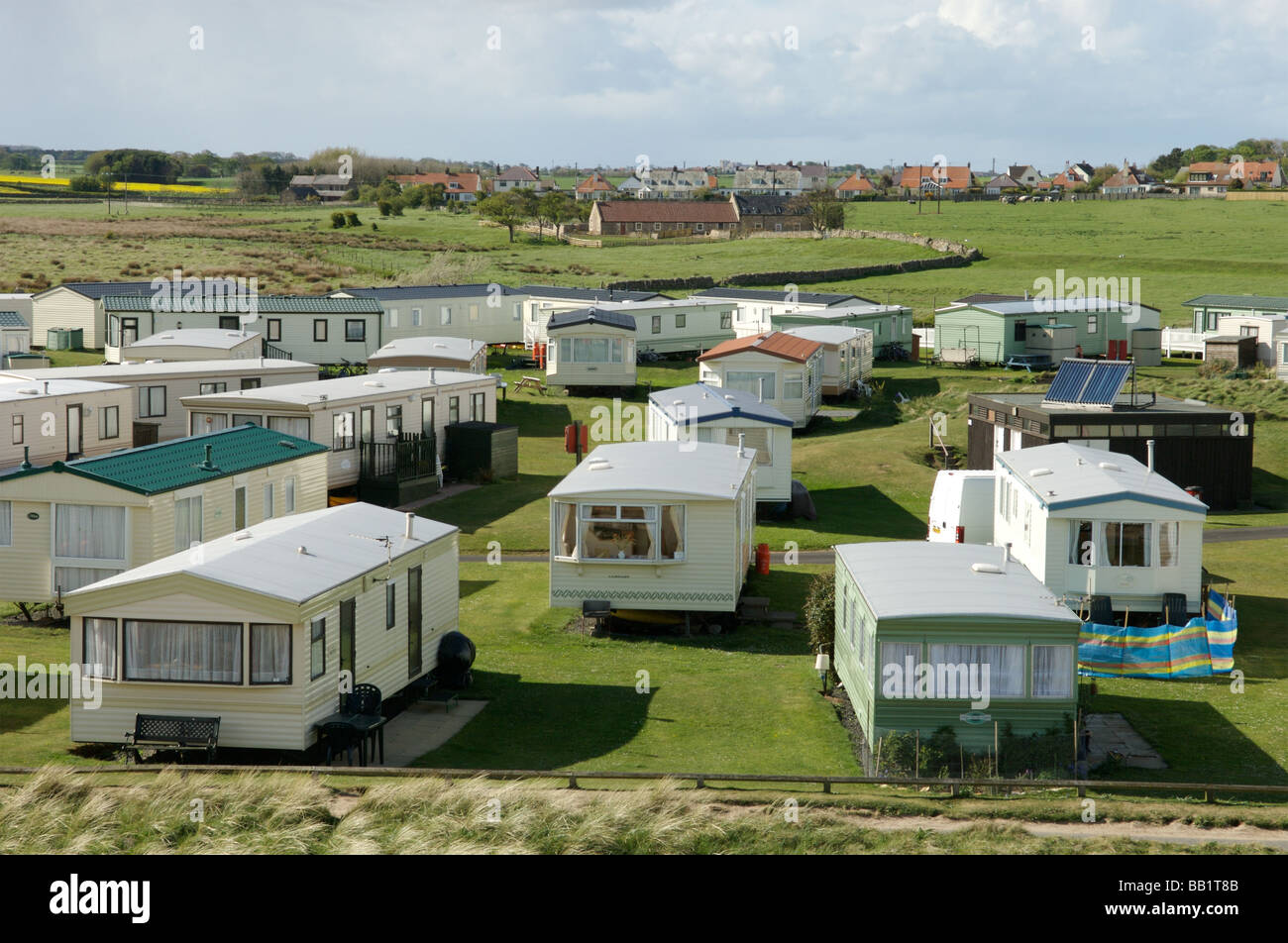 Ein Caravan Park, Northumberland Stockfoto