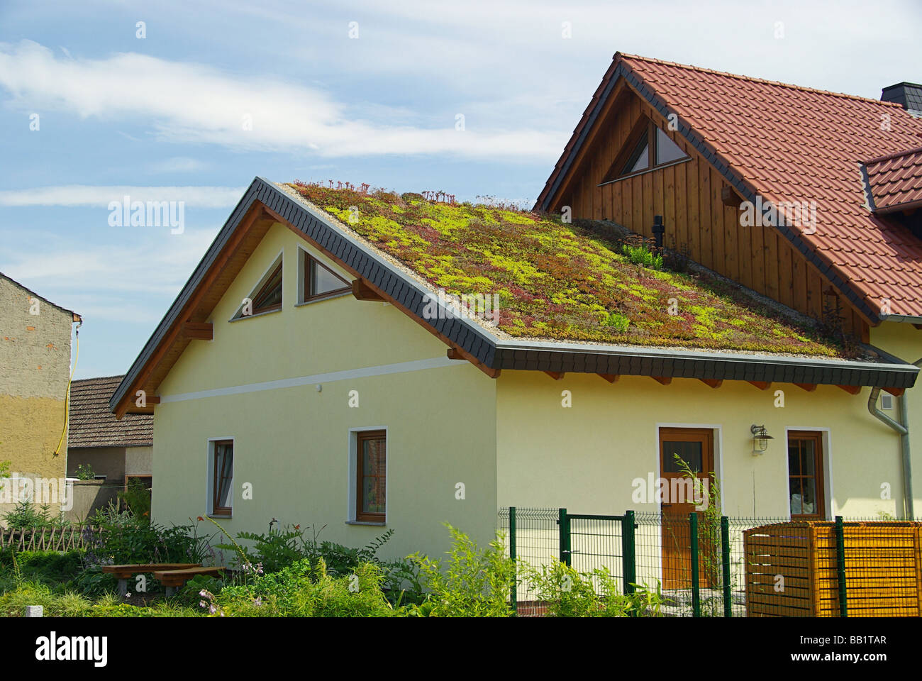 Gründach grünen Dach 02 Stockfoto