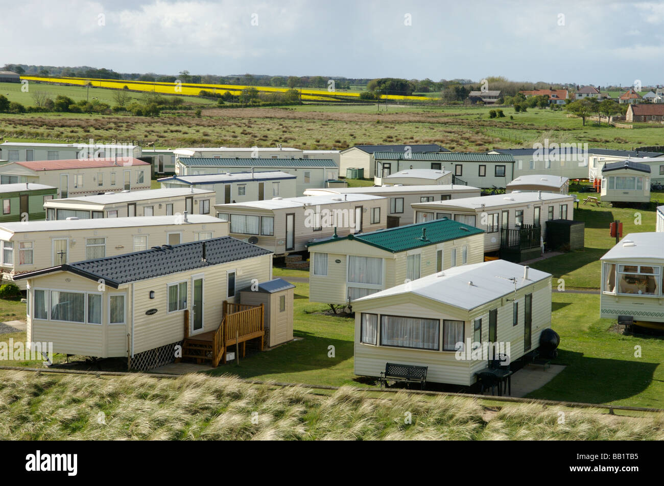 Ein Caravan Park, Northumberland Stockfoto