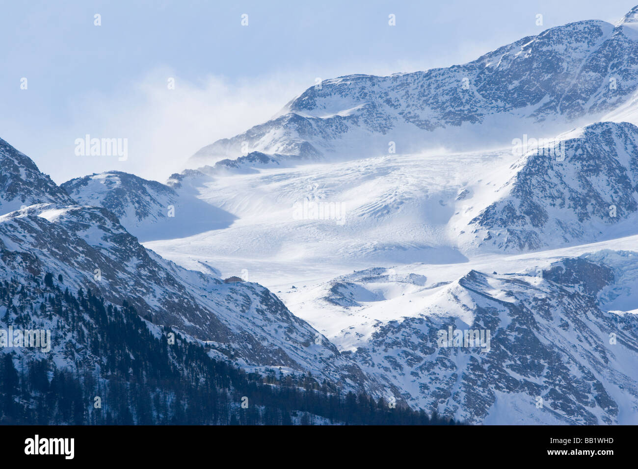 Cevedale Gletscher in den Bergen oberhalb von Val Martello, Alto Adige, Italien Stockfoto