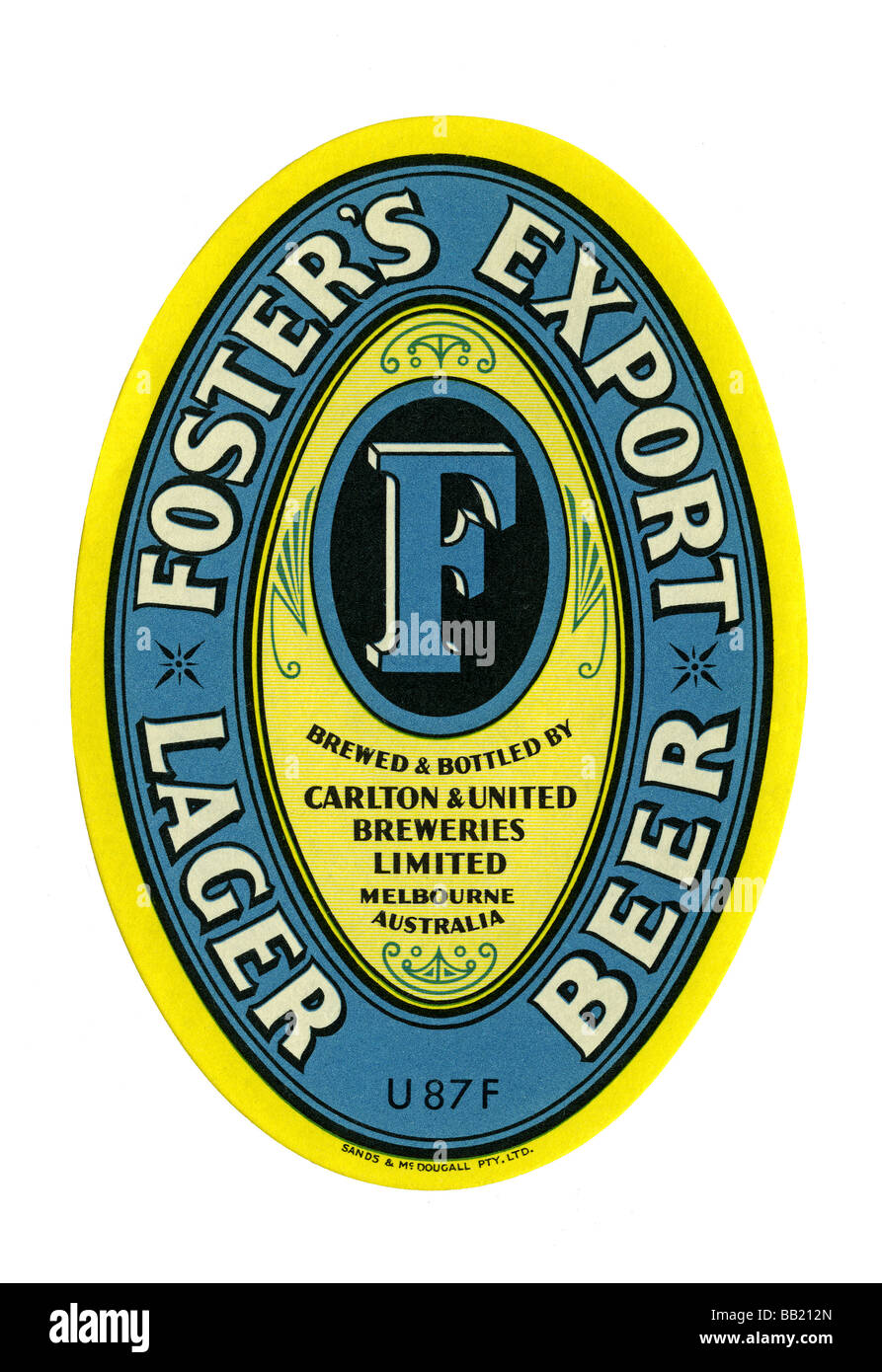 Alten australischen Bieraufkleber Fosters Export Lager, Melbourne, Victoria Stockfoto
